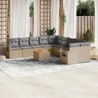 Set Divano da Giardino 11 pz con Cuscini Beige Misto Polyrattan 3257088