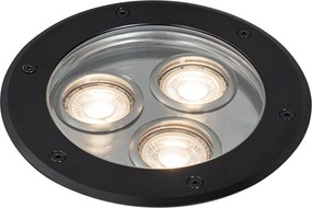 Set di 3 faretti da terra moderni neri 3 luci IP65 - Tribus