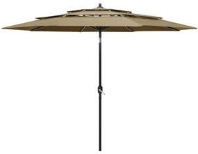Ombrellone A 3 Livelli Con Palo İn Alluminio Tortora 3 M /