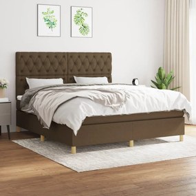 Giroletto A Molle Con Materasso Marrone Scuro 160x200cm Tessuto /