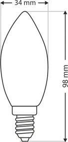 Lampadina tecnica C35 E14/40W/230V 2700K