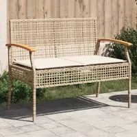 Panca da Giardino con Cuscino Beige Polyrattan e Legno Acacia 366257