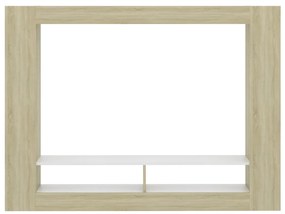 Mobile tv bianco e rovere sonoma 152x22x113cm legno multistrato