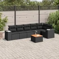 Set Divani da Giardino con Cuscini 7pz Nero Polyrattan 3225453