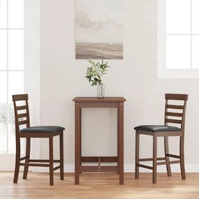 Sgabelli Da Bar Con Cuscini 2pz Marrone Legno Massello Di Hevea /