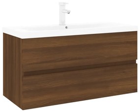 Mobile bagno lavabo integrato rovere marrone legno multistrato