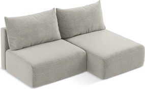 Divano angolare grigio chiaro allungabile/con contenitore (con penisola a destra) Kalena – Makamii