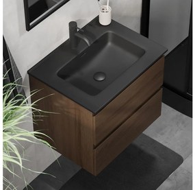 Mobile da bagno CONOR 61 cm con lavabo, noce/nero
