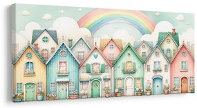 Quadro su tela – Strada da favola con allegro arcobaleno