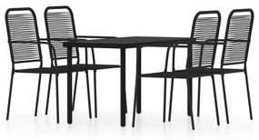 Set Mobili da Pranzo per Giardino 5 pz Nero