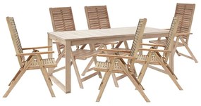 Set tavolo e sedie Solaris NATERIAL in acacia marrone per 6 persone