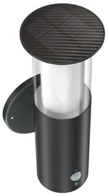 Applique Solare Nera in Acciaio con Sensore di Movimento IP54 Colore Bianco Naturale 4.000K