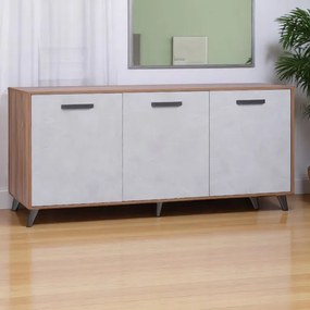 Madia in legno 160 cm a 3 ante Cemento Chiaro e struttura Noce Chiaro - LAELA