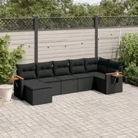 Set Divani da Giardino con Cuscini 7pz Nero Polyrattan 3227028