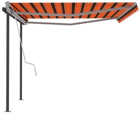 Tenda Retrattile Automatica con Pali 4,5x3 m Arancio e Marrone