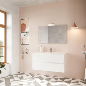 Mobile sottolavabo e lavabo con illuminazione Eva per vasca centrale bianco in mdf L 100 x H 51 x P 46 cm 2 cassetti