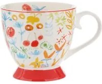 Tazza tè 450 ml fiori rossa in New Bone China