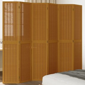 Divisorio ambienti 6 pannelli marrone legno massello paulownia