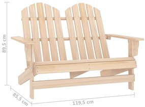 Sedia da Giardino Adirondack 2 Posti in Legno Massello di Abete