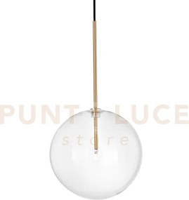 Equinoxe sospensione in vetro trasparente e ottone antico 1 luce at...