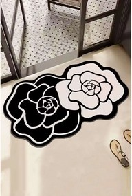 Tappetino per il bagno bianco e nero 60x100 cm Bungari Rose – Foutastic