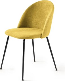 Sedia da pranzo in tessuto Giallo e gambe metallo Nero - KAREN 2 sedie