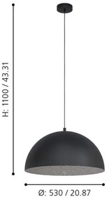 Eglo 99452 - Lampadario a sospensione con filo GAETANO 1xE27/40W/230V