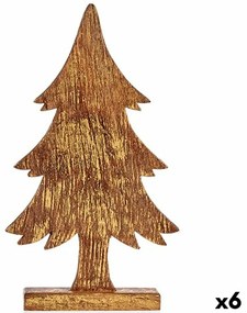 Statua Decorativa Albero di Natale Dorato Legno 5 x 39 x 22 cm (6 Unità)