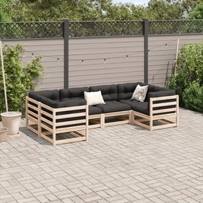 Set divani giardino 6 pz con cuscini in legno massello di pino