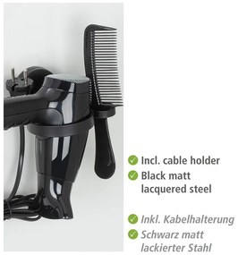 Supporto per asciugacapelli a parete Static-Loc® nero Pavia - Wenko