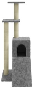Albero per gatti con tiragraffi in sisal grigio chiaro 92 cm