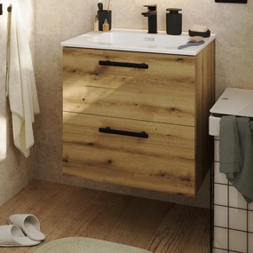 Base sospesa Remix 2 cassetti, L60 X P45 X H57.7 cm rovere rustico