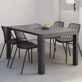 Set Tavolo Rettangolare Arnadine (140x100 Cm) E 4 Sedie Da Giardino Maeba Grigio Grafite - Sklum