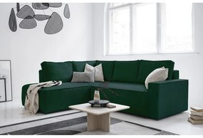 Divano letto angolare in velluto a coste verde scuro Brave Dave - Miuform