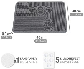 Tappetino scolapiatti grigio in diatomite 40x30 cm Damon – Wenko