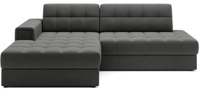 Divano angolare grigio tortora allungabile (con penisola a sinistra/con chaise lounge) con rivestimento in velluto Blezalt – ELTAP