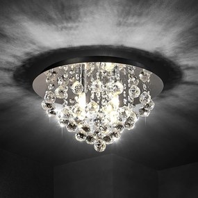 Plafoniera in cristallo Antonino Lindby, dimmerabile, Cromo / Argento, Soggiorno / Sala da pranzo, Cristallo, Moderno, Plafoniera