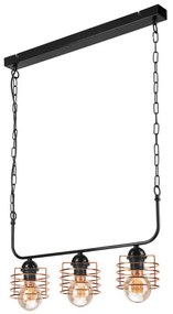 Lampadario a sospensione con catena MORGAN 3xE27/60W/230V nero/rame
