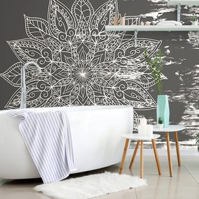 Carta da parati autoadesiva – Texture di mandala in bianco e nero