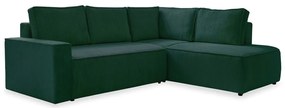 Divano letto angolare in velluto a coste verde scuro Brave Dave - Miuform