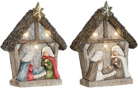 Presepe di Natale Home ESPRIT Verde Grigio Magnesio 27,5 x 10,5 x 34,5 cm (2 Unità)