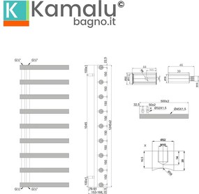 Scaldasalviette termoarredo 795x500mm modello KAM-D2006 - KAMALU