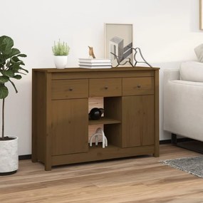 Credenza Marrone Ambra 100x35x74,5 Cm İn Legno Massello Di Pino /
