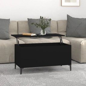 Tavolino Da Salotto Nero 90x44,5x45 Cm İn Legno Multistrato /