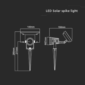 Lampada LED solare SPIKE LED/2W/5,5V IP65 3000K 1200 mAh