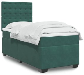 Giroletto A Molle Con Materasso Verde Scuro 80x200 Cm Velluto /
