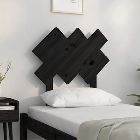 Testiera per letto nera 72,5x3x81 cm in legno massello di pino