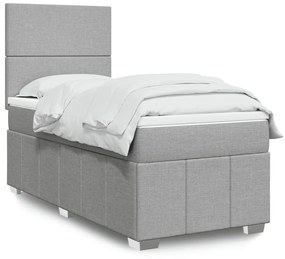Giroletto A Molle Con Materasso Grigio Chiaro 90x190 Cm Tessuto /