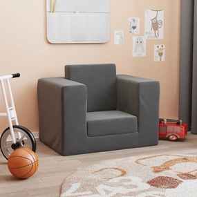 Divano Letto Per Bambini Antracite İn Morbido Peluche /