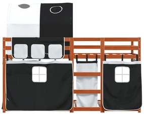 Letto a castello senza materasso bianco e nero 80x200cm in pino